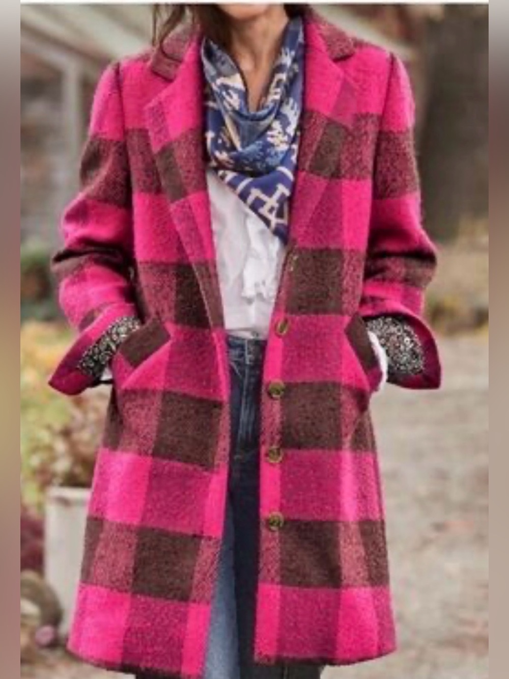 Sundance Women’s Ansley Wool Blend Buffalo Check Coat Size XXL